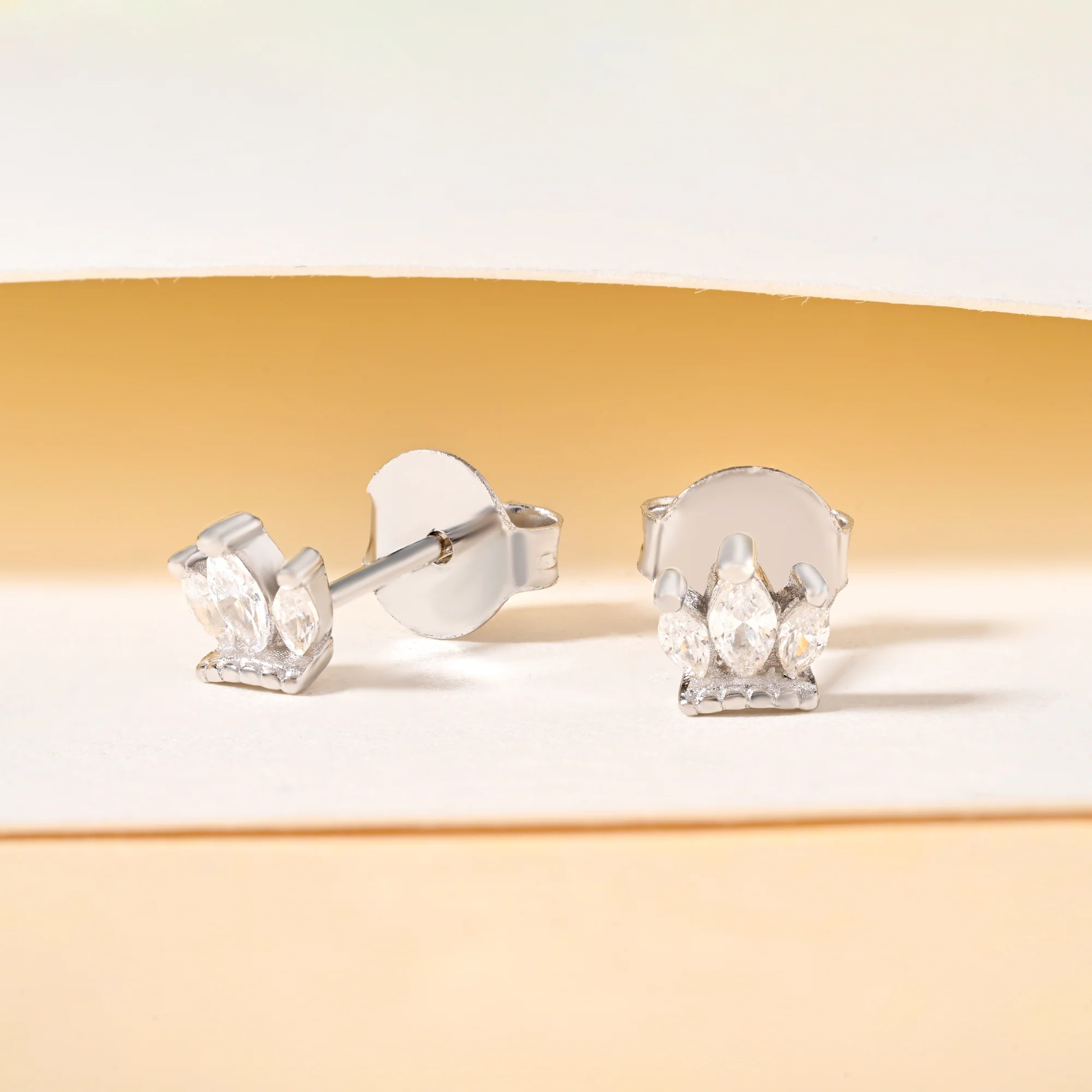 Triple Marquise Crown Stud Earrings - Image 9