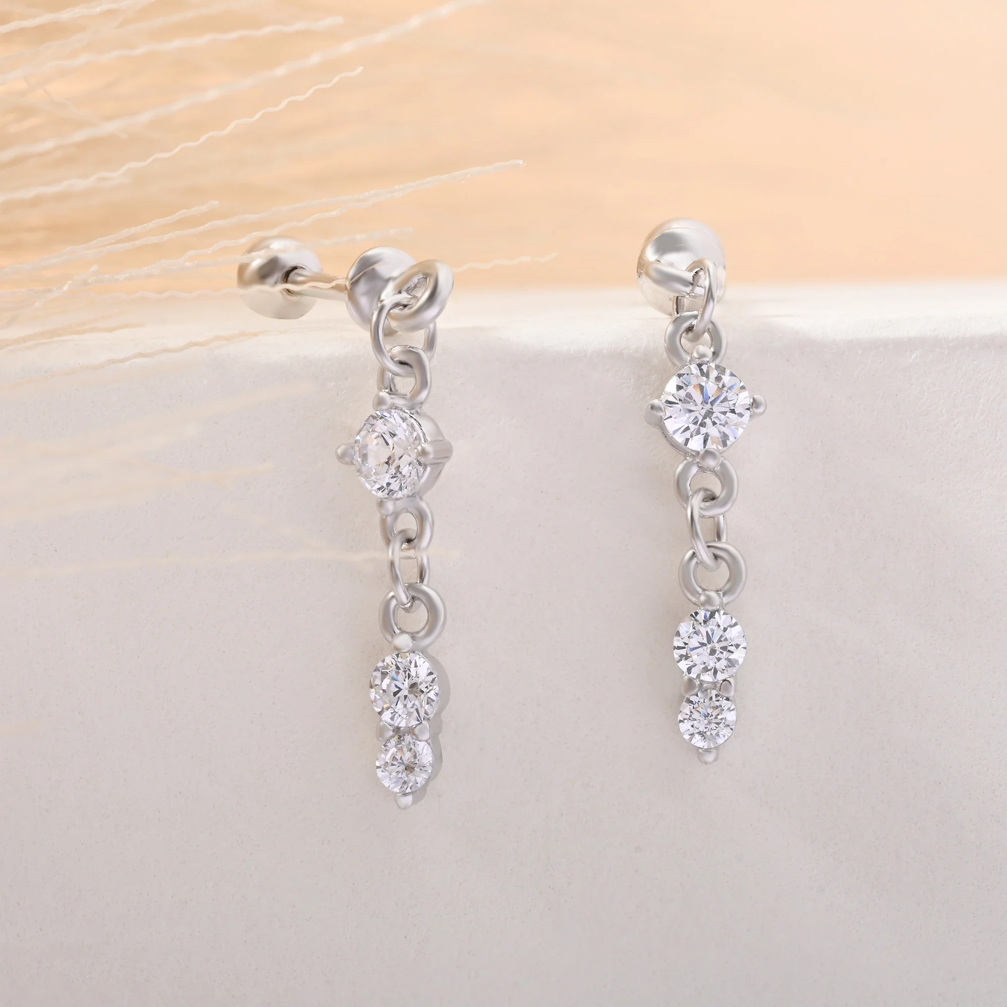 Triple Stone Dangler Earrings - Image 3