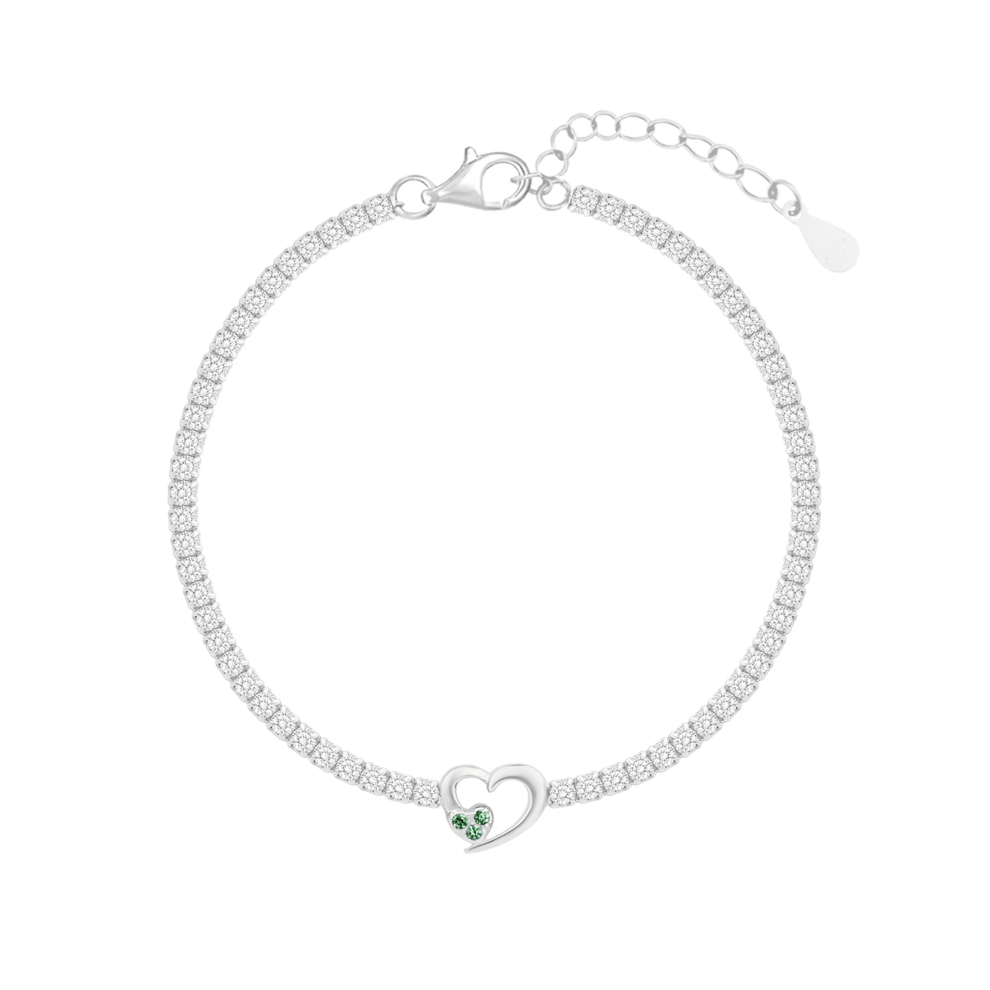Twin Hearts Tennis Silver Bracelet