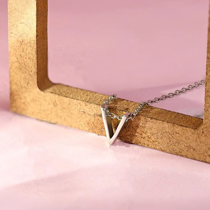 Vivid V Initial Necklace - Image 3