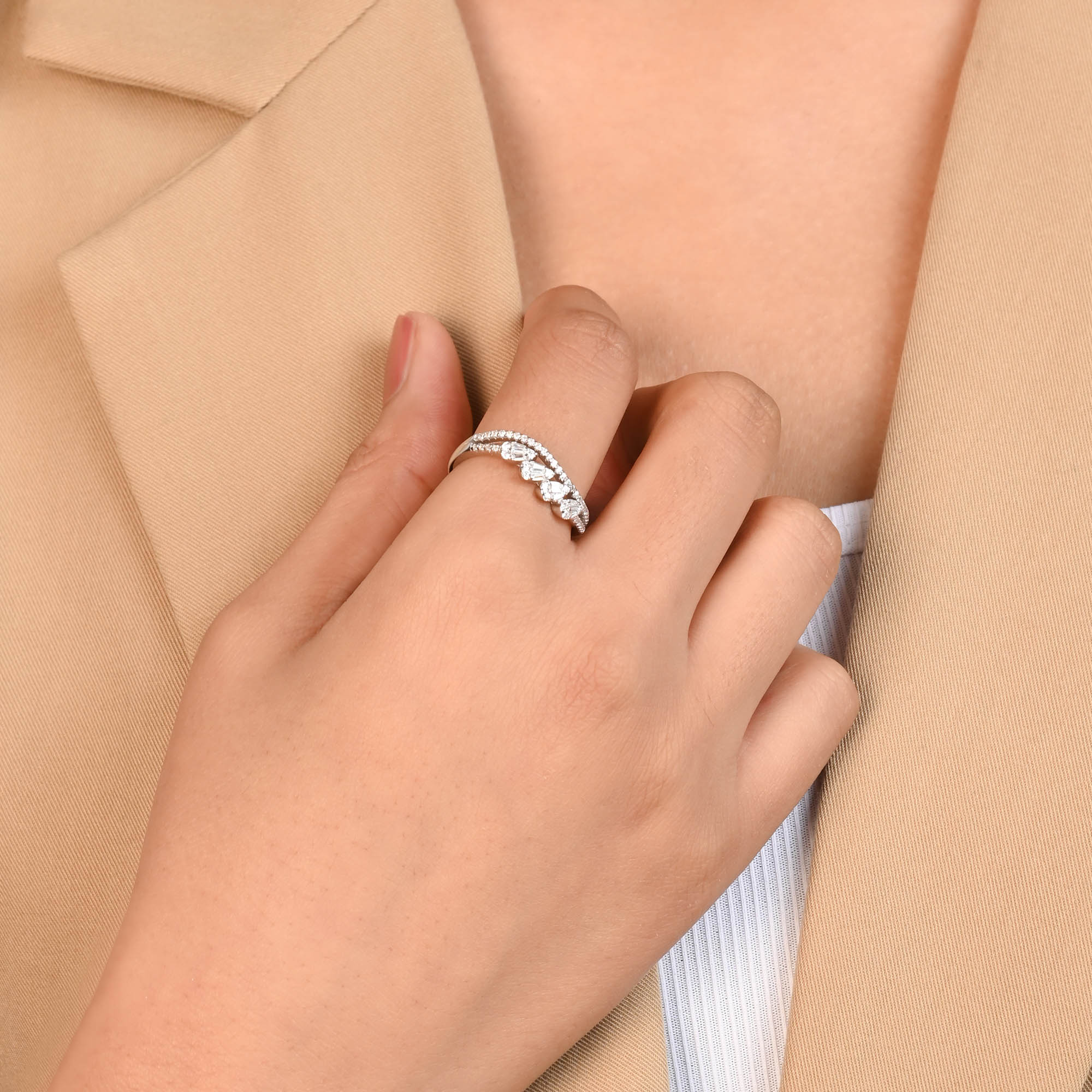 Wave Row Silver Ring - Image 3
